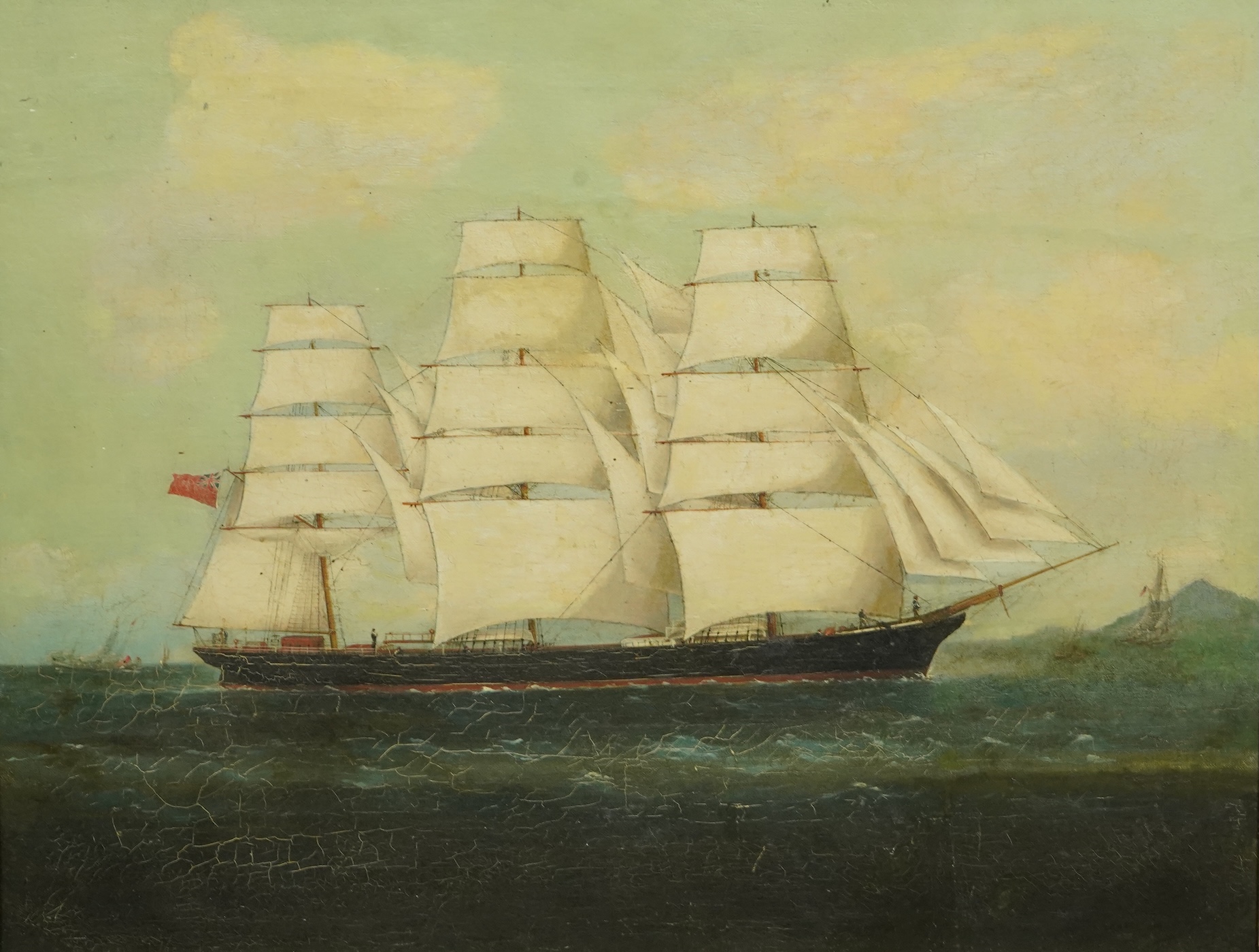 Anglo-Chinese School, circa 1850 , English Clipper ship off the Chinese coast, oil on canvas, 44.5 x 58.5cm